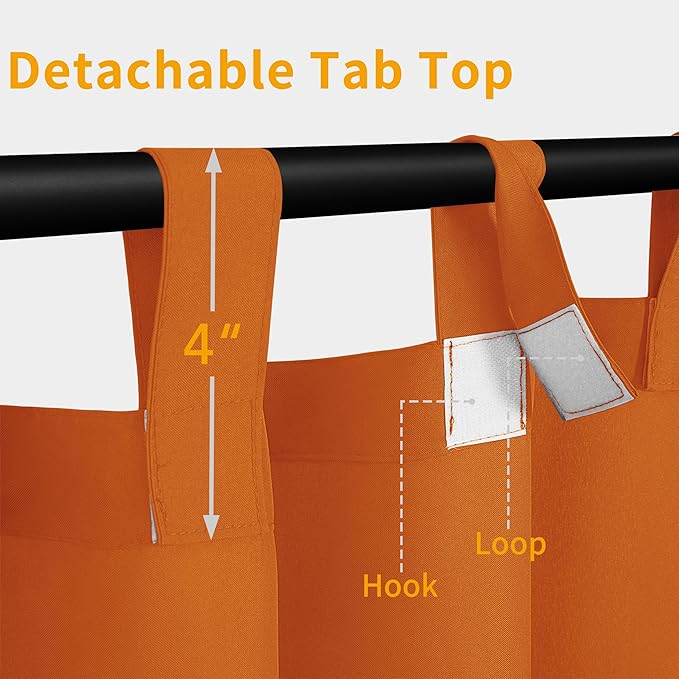 Easy-Going Outdoor Patio Curtains Detachable Tab Top Windproof Weatherproof - Image 2