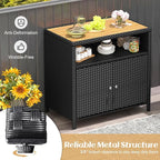 Tangkula Rattan Outdoor Storage Cabinet, Patiojoy Outdoor Cabinet - Image 5