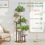 VECELO 5 Tier Plant Stand Indoor Outdoor, Tall Metal Wood Flower Shelf - Image 6
