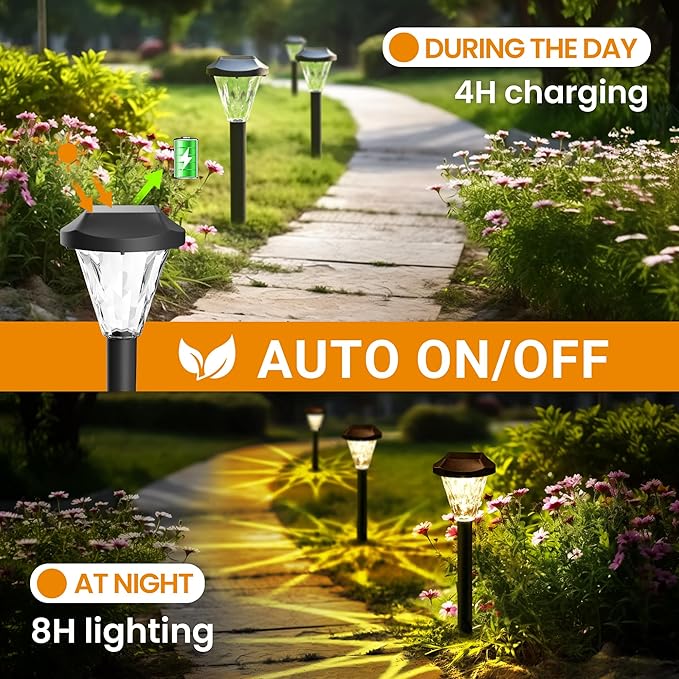GIGALUMI 10 Pack Solar Lights Outdoor Waterproof, Outdoor Solar Lights - Image 5
