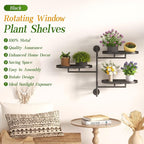 Window Sill Rotating Plant Stand Shelf Indoor Black Metal Floating Shelves - Image 3