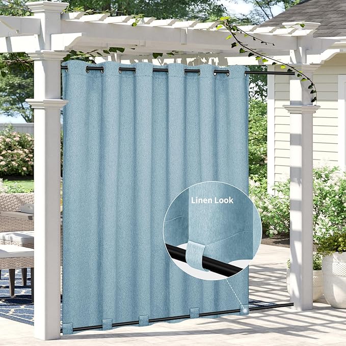 Easy-Going Linen Look Outdoor Curtains Waterproof Windproof Porch Curtains by Easy-Going