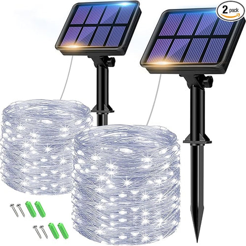 2-Pack Solar String Lights Outdoor, 160LED 66FT Solar Fairy Lights Waterproof 8 by btfarmdecorativelighting