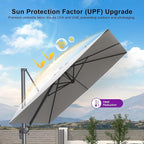 PURPLE LEAF Patio Umbrella 9' X 9' Rectangle Cantilever Umbrella Large Aluminum - Image 7