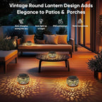 Solar Lanterns Waterproof Outdoor Decor: 2 Pack Hollow Out Retro Metal Solar - Image 5