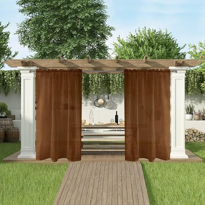 SpaceDresser Waterproof Outdoor Sheer Curtains - Image 5