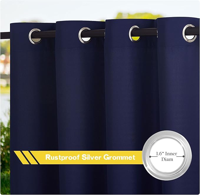 NICETOWN Outdoor Curtains for Patio Waterproof Extra Long W55 x L108 Inch - Image 2