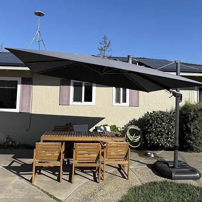PURPLE LEAF 11' X 8' Left-right Tilting Patio Umbrella Outdoor Cantilever by PURPLELEAF