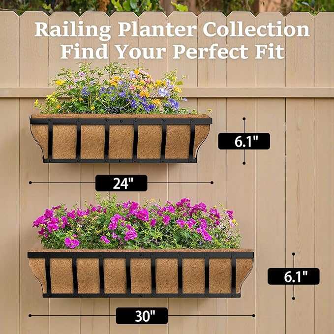 Railing Planter Boxes, Heavy Duty Window Box Planters, Adjustable Balcony - Image 5
