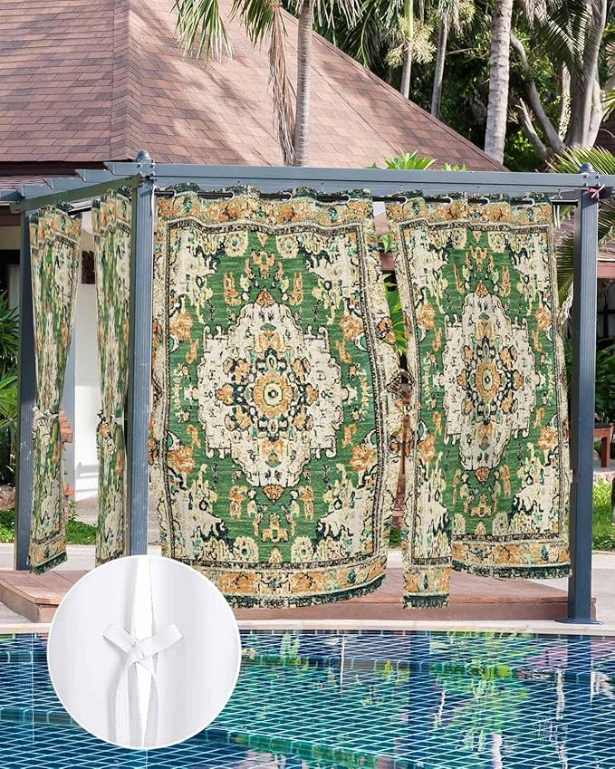 Ombre Green Boho Outdoor Curtains - Image 7