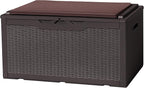 Flamaker Deck Box with Cushion 100 Gallon Waterproof Resin Storage Box with Air by Flamaker