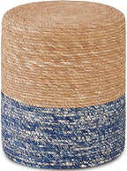 Wimarsbon Natural Seagrass Foot Stool, Hand Weaving Round Ottoman, by Wimarsbon