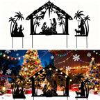 3Pack Lighted Metal Nativity Scene Garden Stake, Solar Christmas Decorations by Unknown