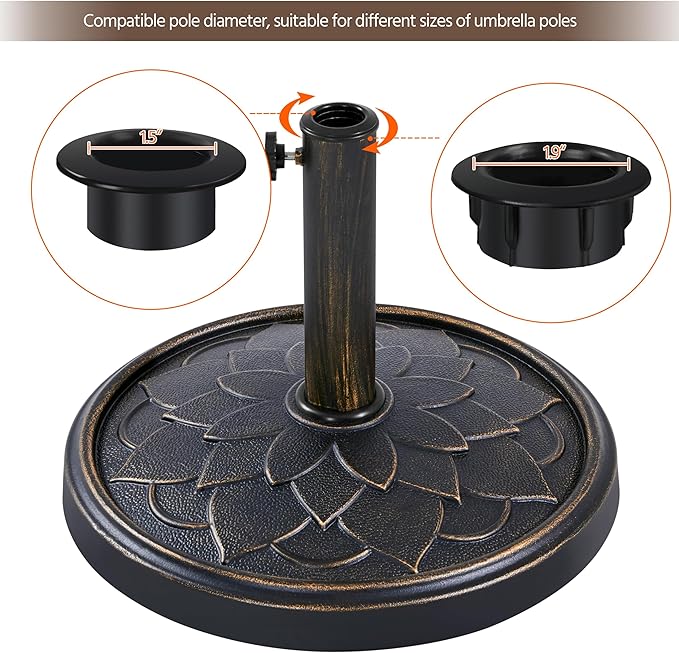 Yaheetech 18'' Patio Umbrella Base 26.5lbs Heavy Duty Antiqued Outdoor Market - Image 5