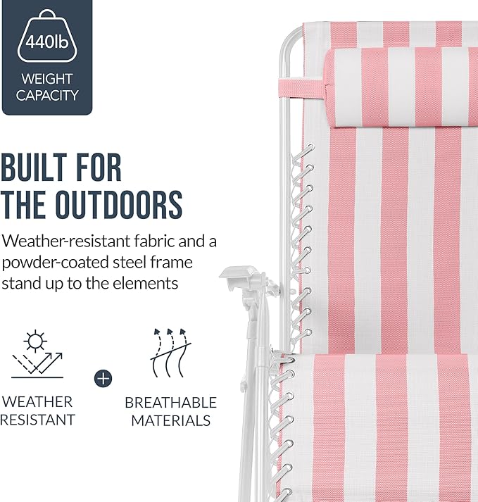 Best Choice Products Set of 2 Extra Wide Adjustable Steel Mesh Zero Gravity - Image 6