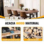 Flamaker Dining Table for 6 FSC Acacia Wood Indoor Outdoor Home Kitchen Table - Image 6