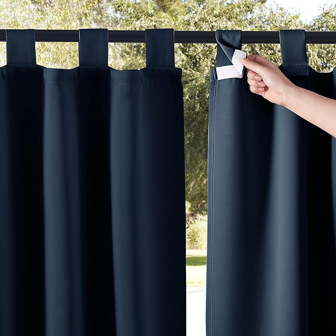 NICETOWN 2 Panels Patio Door Navy Blue Curtainss Waterproof 95" Length by NICETOWN