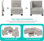 12-Piece Outdoor Patio Furniture Set Wicker Sectional Sofa Set, Patio - Image 2