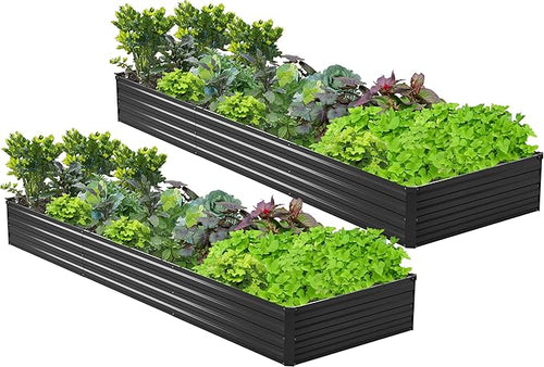 2PCS 12x3x1ft Galvanized Raised Garden Bed Kit, Galvanized Planter Raised by Easllre