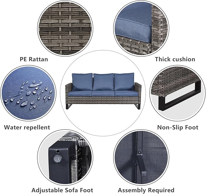 Belord 6 Piece Outdoor Furniture Patio Wicker Sofa Set, Oversize Outdoor Swivel - Image 4