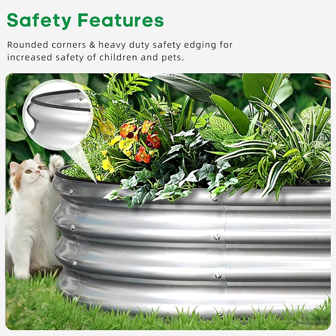 JERIA 2 Pcs 8×4×1ft Oval Raised Garden Bed, Galvanized Raised Garden Bed Kit - Image 5