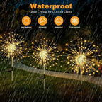 btfarm 4 Pack 120 LED Solar Garden Lights Outdoor, 8 Modes Firework Lights - Image 7