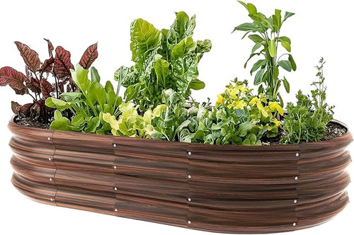 5x3x1ft Oval Galvanized Raised Garden Bed Outdoor 9-in-1 Large Metal Modular by IDEAFAMILY