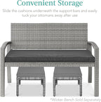 Best Choice Products Set of 2 Wicker Ottomans, Additional Seating, Side Table - Image 5