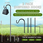 2 Pcs 45 Inch Shepherds Hook for Outdoor Adjustable Bird Feeder Pole Metal - Image 2