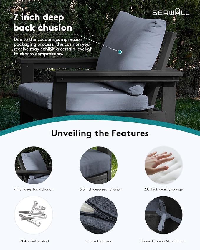 SERWALL Outdoor Sectional Sofa Set, 5-piece Outdoor Modula Couch Set - Image 6