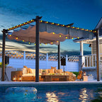 10'x12' Outdoor Pergola with Retractable Canopy, Patio Metal Heavy-Duty Gazebo - Image 7