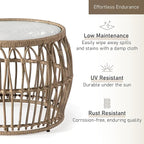 Furniture of America Ysar Boho Rattan Round Coffee Table Outdoor - Image 6