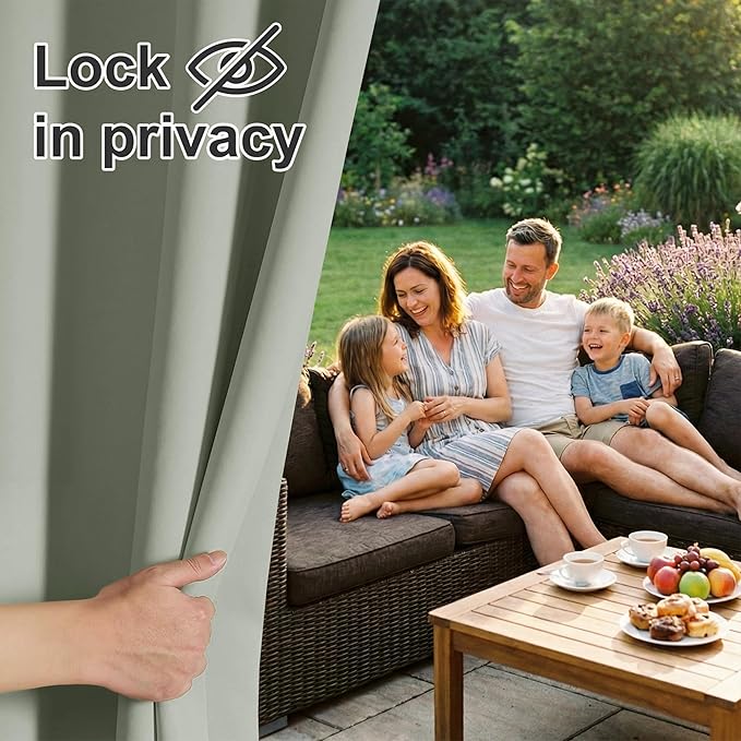 RYB HOME Outdoor Curtains for Patio Waterproof Block Sunlight Thermal Insulated - Image 3