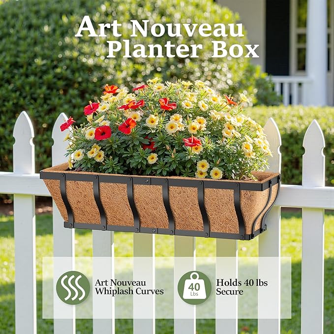 Railing Planter Boxes, Heavy Duty Window Box Planters, Adjustable Balcony - Image 3