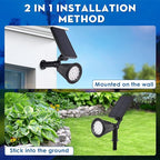 Solar Spot Lights Outdoor, 2-in-1 Wall Mount & Ground Stake 18 LEDs - Image 3