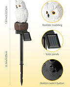iStatue Solar Owl Garden Stake Lights, Realistic Resin Owl Outdoor Decor - Image 4