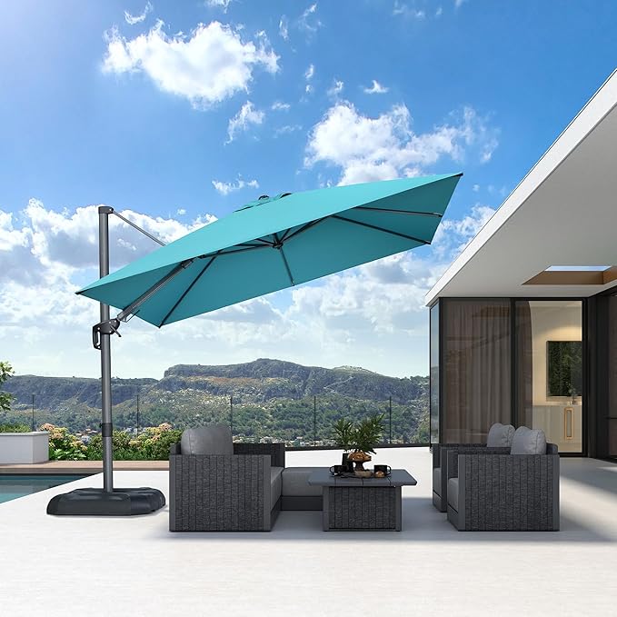 PURPLE LEAF 10' X 10' Left-right Tilting Patio Umbrella Outdoor Cantilever - Image 2