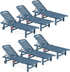 SERWALL Outdoor Chaise Lounge Set of 6, HDPE Pool Lounge Chair by SERWALL