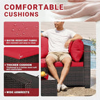 LEVELEVE 7 Pieces Outdoor Patio Furniture Sets, Rattan Conversation Sectional - Image 4