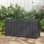 Patiowell 82 Gallon Resin Deck Box, Waterproof Large Wood Look Storage Box - Image 7