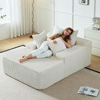 67 Inch Chaise Lounge Chair Indoor, Oversized Upholstered Boneless Sofa Bed by Unknown