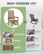 Oversized Rocking Chair Outdoor, High Back Porch Rocker Chair, HDPE All Weather - Image 8