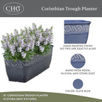 Classic Home and Garden Corinthian Trough Planter, Slate Blue - Image 2