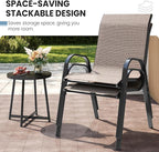 Patio Dining Chairs Set of 2, Outdoor Stackable Chairs, Breathable Seat and - Image 8