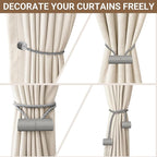 Hion Magnetic Curtain Tiebacks Grey 4 Pack, Curtain Tiebacks Buckles Holdbacks - Image 7