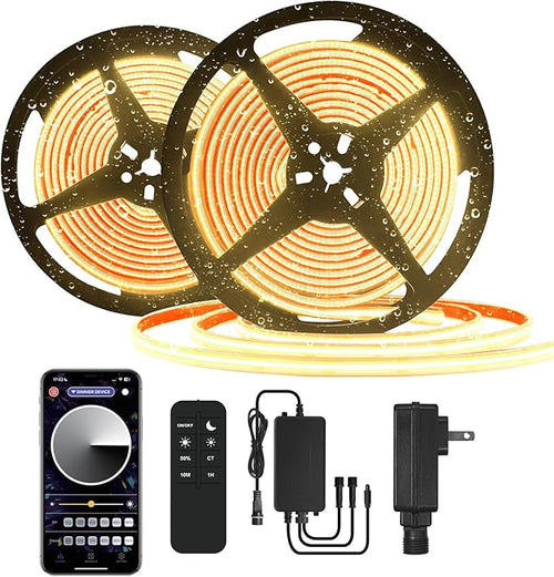100ft COB Outdoor LED Strip IP67 Waterproof, 3000K Warm Whit DC24V Flexible LED by BUNACET