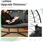 Double Egg Chair with Stand Hammock Swing Chair Foldable Hanging Loveseat - Image 3