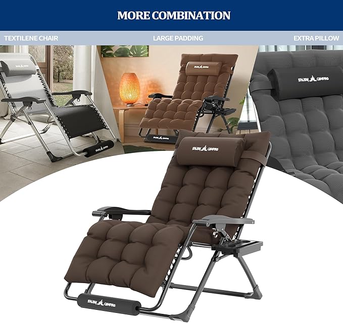 UDPATIO Oversized Zero Gravity Chair Set of 2, 29In XL Patio Reclining Chair - Image 5