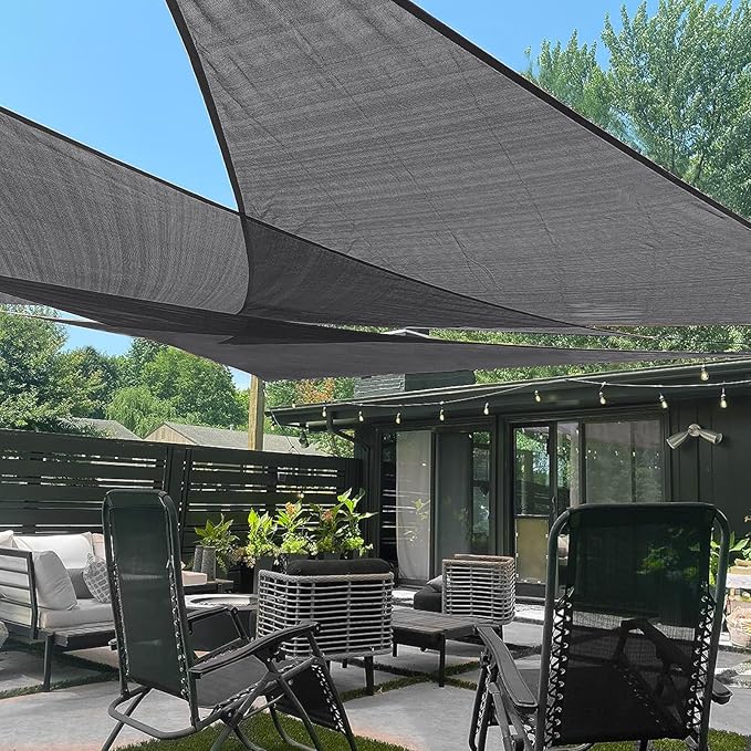 LOVE STORY Custom Size 9'x9'x12.7' Dark Grey Sun Shade Sail Right Triangle by LOVESTORY