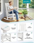 SERWALL Outdoor Rocking Chairs Set of 4, Oversized HDPE Porch Rockers - Image 7